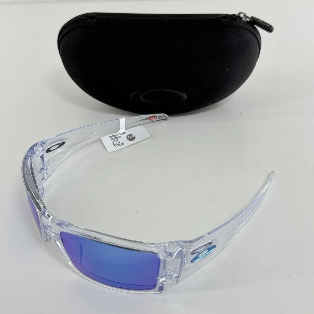 Oakley Sunglasses Heliostat OO9231-0761 Clear Frames Prizm Sapphire Lenses NEW